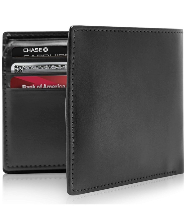 Vegan Leather Slim Wallets Men - Black - CI116OXL5XZ