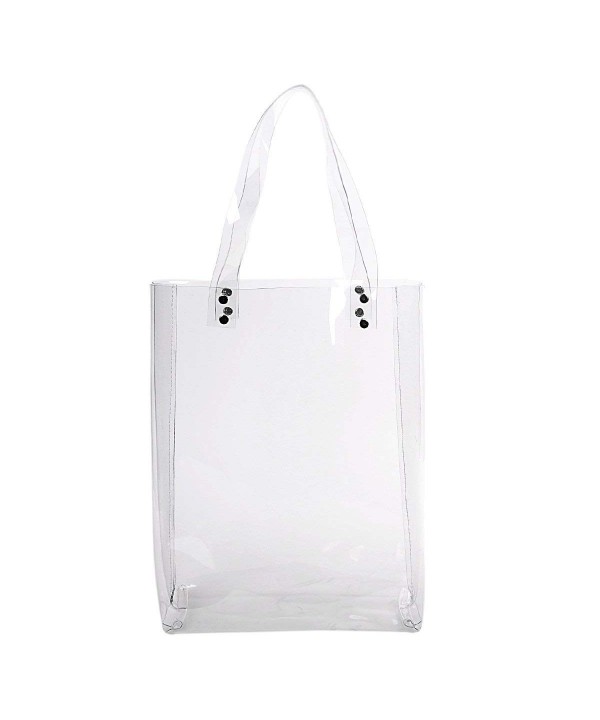 Women's Clear Transparent Bag Large Tote PVC Bag Shopping Bag - CR12CCUP9UN