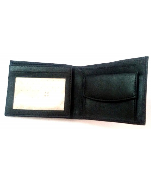 Mens Leather Flipout ID Wallet Bifold Leather Wallet. - Black - CS12FPIZU5X