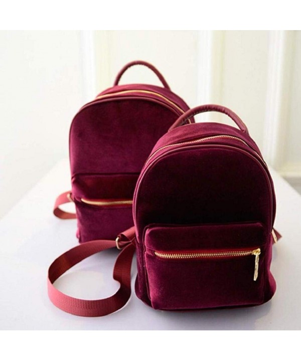 VIASA Women Gold Velvet Small Backpack School Book Shoulder Bag(Red ...