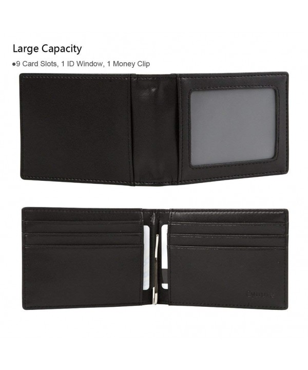 Men's 10 Card Slots RFID Blocking Bifold Wallet Slim Leather Front ...