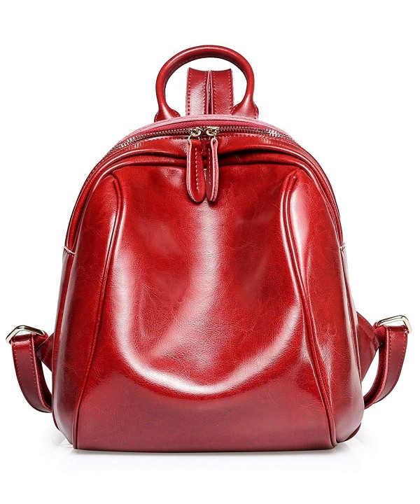 red leather women's backpack