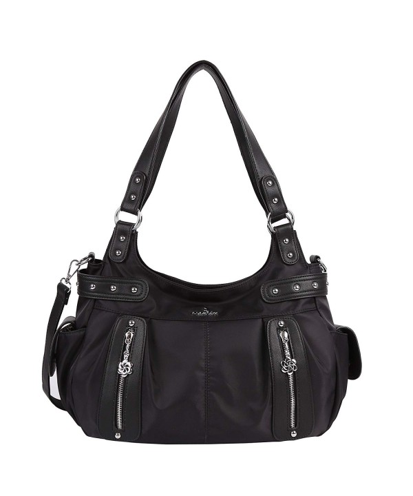 Angelkiss Handbags Multiple Pockets Shoulder - Nylon-black - C518D8N5IGT