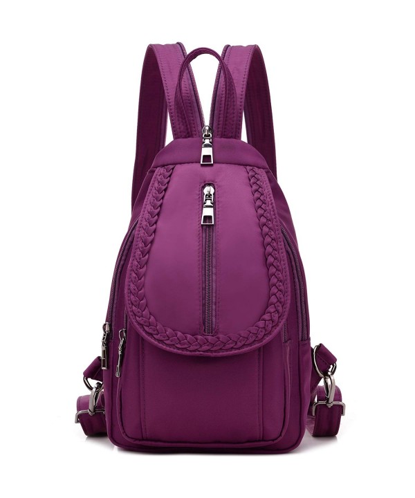 Girls Convertible Small Nylon Backpack Purse Cross Body Sling Shoulder Bag - Purple - C217YR4DNYE