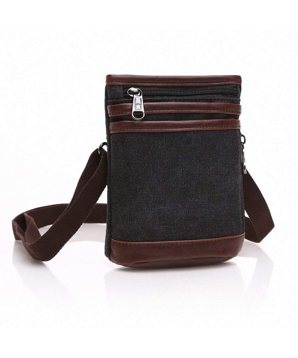 Canvas Shoulder Bag Messenger Bag Purse Wallet Waist Pack Pocket Black ...
