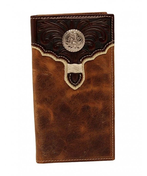 Nocona Men's Rodeo Two Tone Embossed Scroll Design Wallet - Brown ...