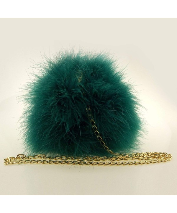 Womens Faux Fluffy Feather Round Clutch Shoulder Bag Green Ci187w8hokn