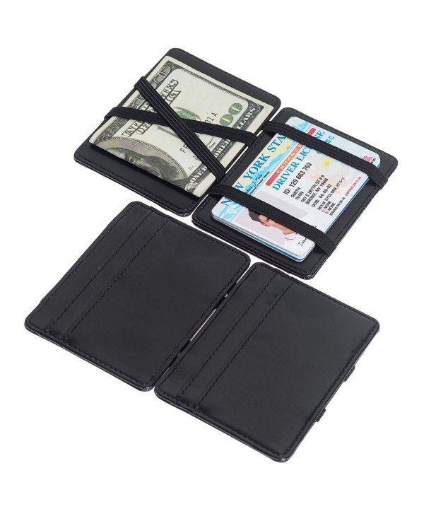 Men's Fashion Magic Money Clip Leather Minimalistic Slim Wallet - Black ...