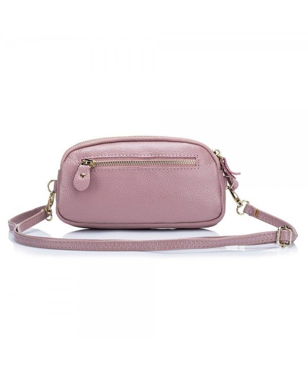 Womens Small Leather Crossbody Bag / Wristlet Purse 2 In 1 Handbag- Triple Zipper Compartments 