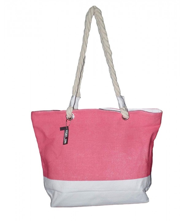 High Fashion Print Beach Tote Bag with Outside Pocket and Rope ...
