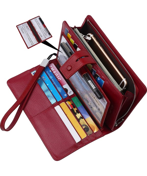 Wallet for women-RFID Blocking Real Leather checkbook wallet clutch organizer-checkbook holder ...
